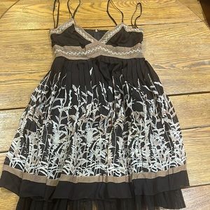 BCBGMaxAzria Brown and Beige Floral Dress